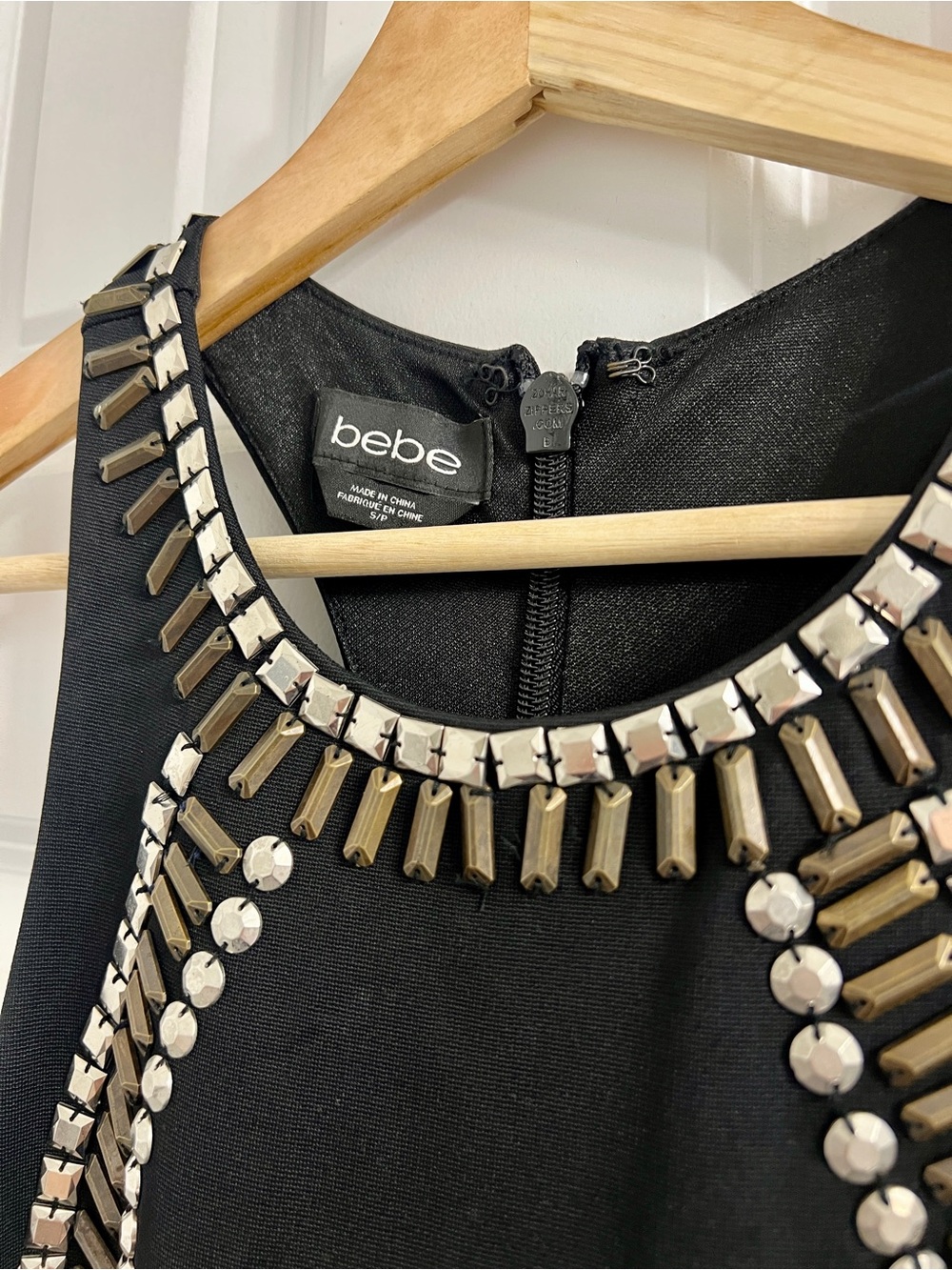 Bebe Black Dress with Silver & Gold Racerback Cocktail Party -Small - Picture 6 of 9
